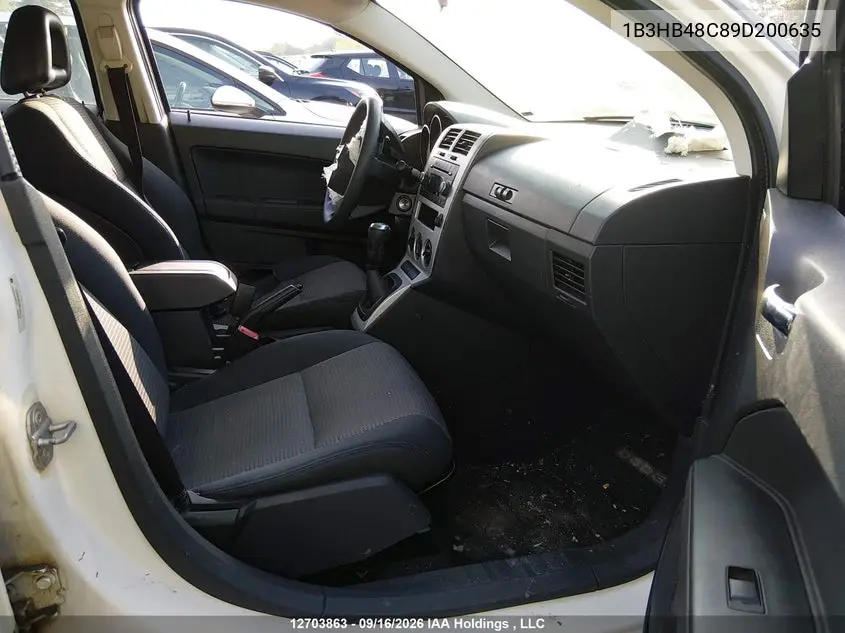 2009 DODGE CALIBER VIN 1B3HB48C89D200635 — фото 5