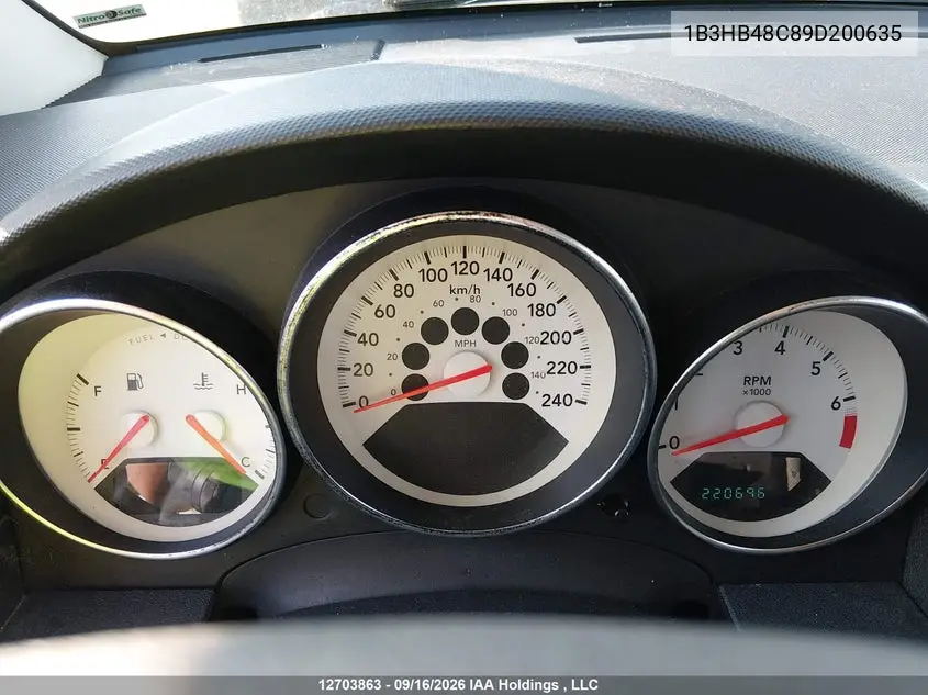 2009 DODGE CALIBER VIN 1B3HB48C89D200635 — фото 7
