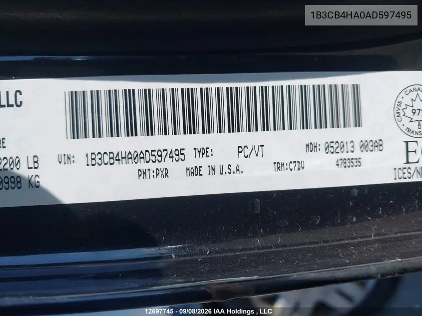 2010 DODGE CALIBER VIN 1B3CB4HA0AD597495 — фото 18