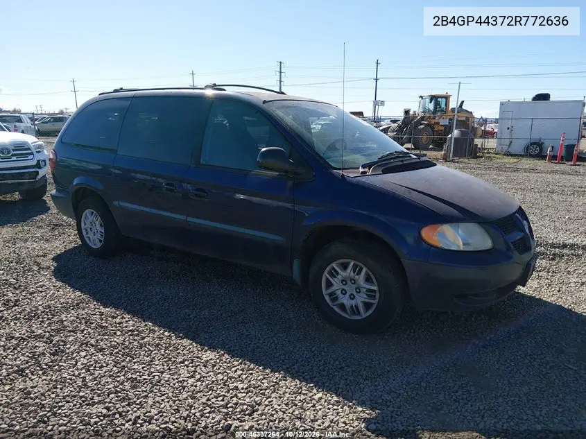 DODGE CARAVAN 2002, VIN 2B4GP44372R772636