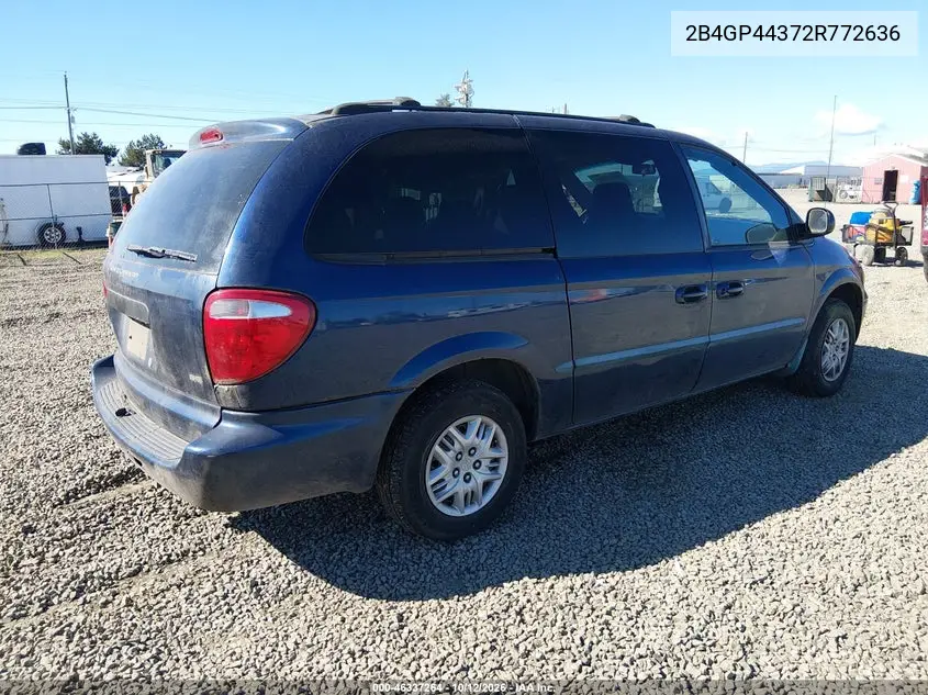 2002 DODGE CARAVAN VIN 2B4GP44372R772636 — фото 4