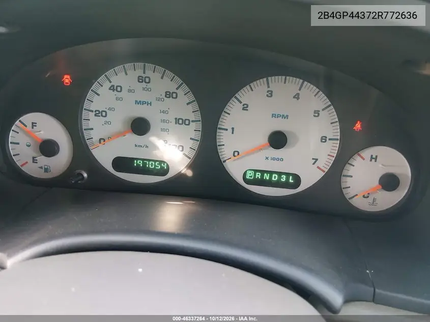 2002 DODGE CARAVAN VIN 2B4GP44372R772636 — фото 7
