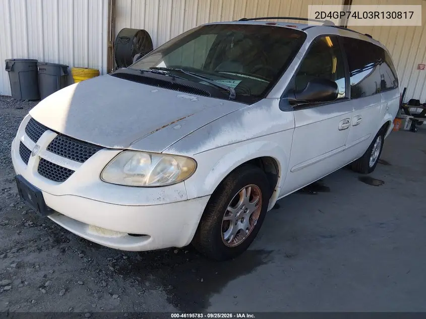 2003 DODGE CARAVAN VIN 2D4GP74L03R130817 — фото 2