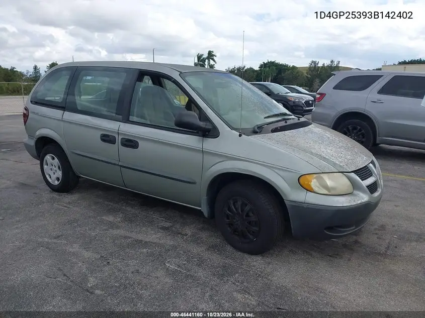 DODGE CARAVAN 2003, VIN 1D4GP25393B142402