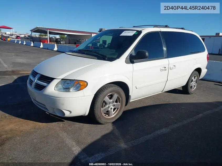 2005 DODGE CARAVAN VIN 2D4GP44L45R240478 — фото 2