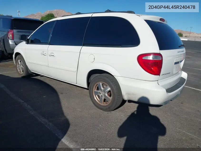 2005 DODGE CARAVAN VIN 2D4GP44L45R240478 — фото 3