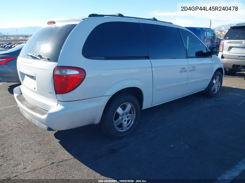 2005 DODGE CARAVAN VIN 2D4GP44L45R240478 — фото 4