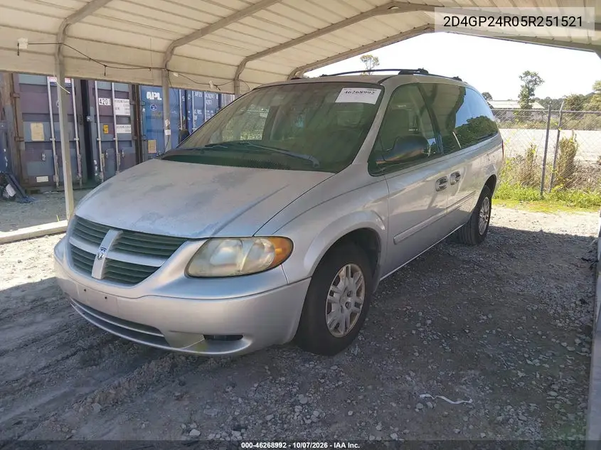 2005 DODGE CARAVAN VIN 2D4GP24R05R251521 — фото 2
