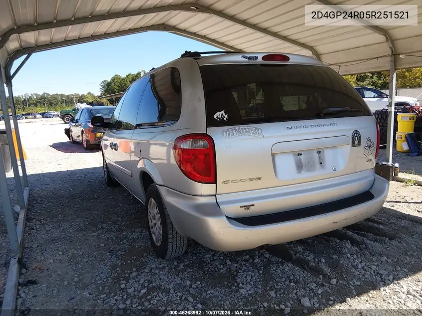 2005 DODGE CARAVAN VIN 2D4GP24R05R251521 — фото 3