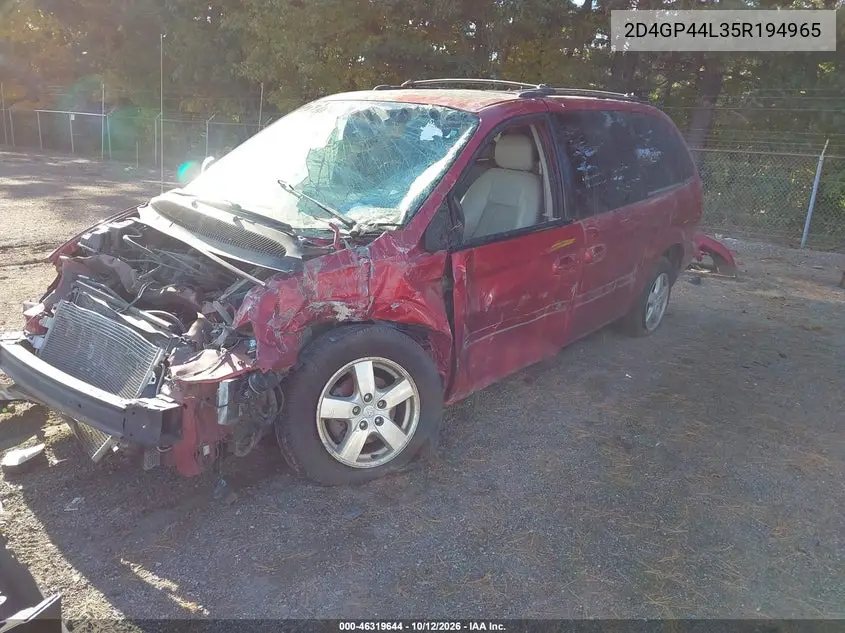 2005 DODGE CARAVAN VIN 2D4GP44L35R194965 — фото 2