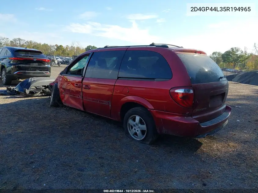 2005 DODGE CARAVAN VIN 2D4GP44L35R194965 — фото 3