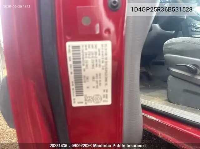 2006 DODGE CARAVAN VIN 1D4GP25R36B531528 — фото 10