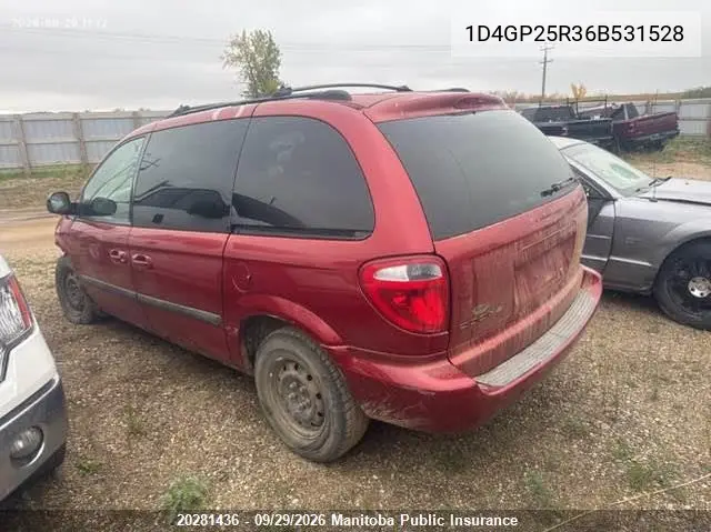 2006 DODGE CARAVAN VIN 1D4GP25R36B531528 — фото 3