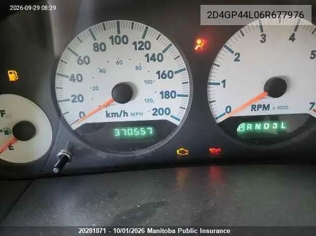 2006 DODGE CARAVAN VIN 2D4GP44L06R677976 — фото 7