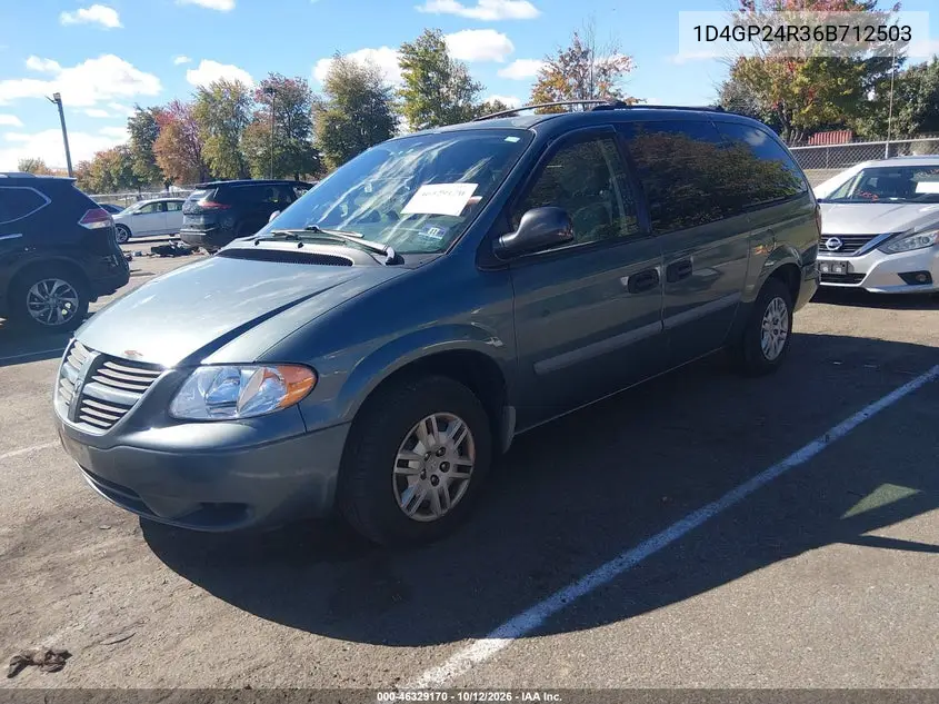 2006 DODGE CARAVAN VIN 1D4GP24R36B712503 — фото 2