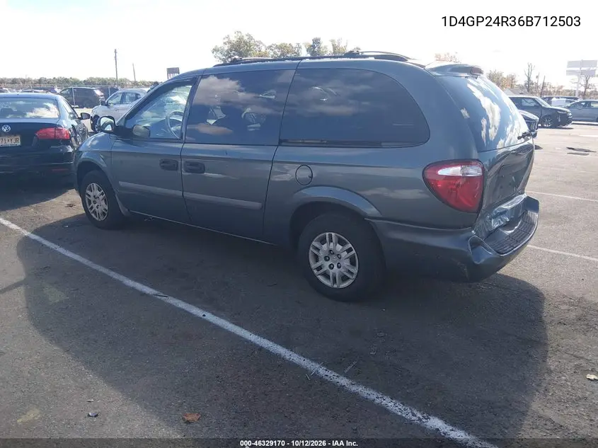 2006 DODGE CARAVAN VIN 1D4GP24R36B712503 — фото 3