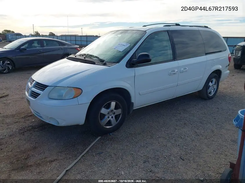 2007 DODGE CARAVAN VIN 2D4GP44L67R217593 — фото 2