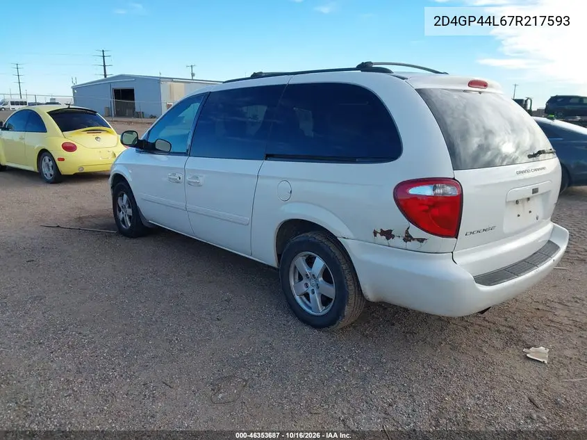 2007 DODGE CARAVAN VIN 2D4GP44L67R217593 — фото 3