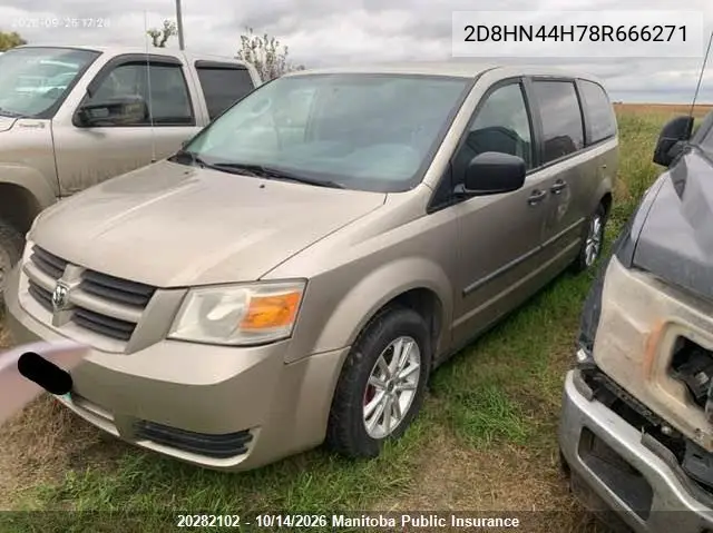 2008 DODGE CARAVAN VIN 2D8HN44H78R666271 — фото 2