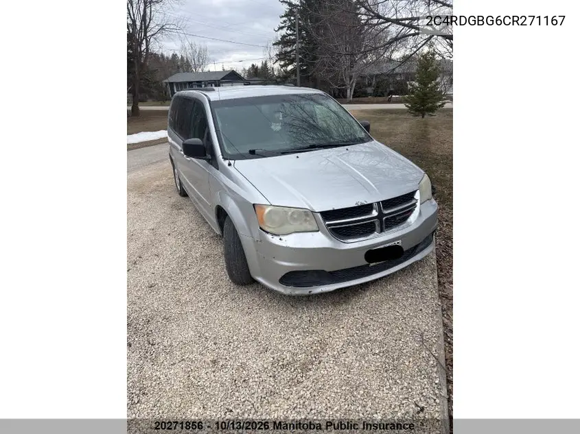 DODGE CARAVAN 2012, VIN 2C4RDGBG6CR271167
