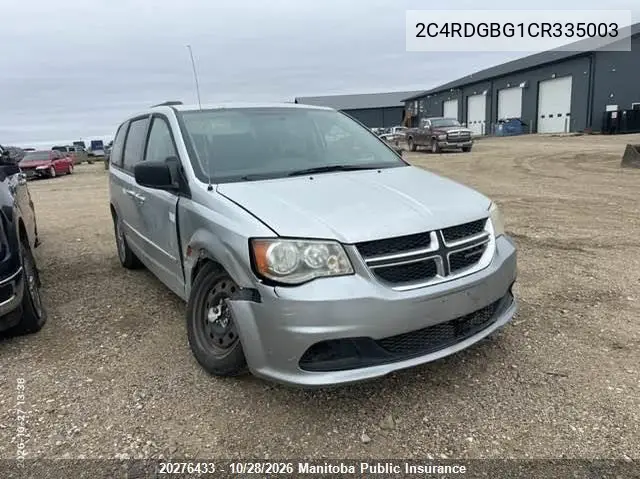 DODGE CARAVAN 2012, VIN 2C4RDGBG1CR335003