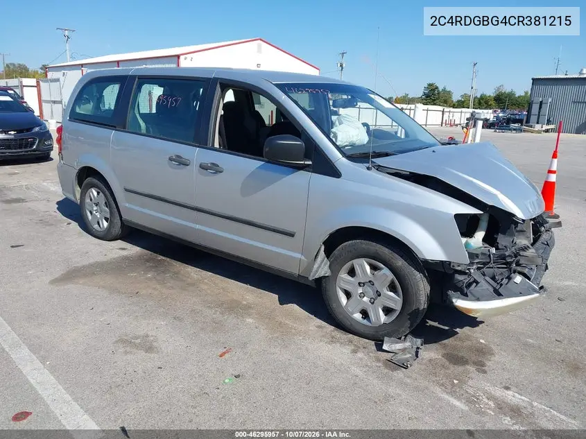 DODGE CARAVAN 2012, VIN 2C4RDGBG4CR381215
