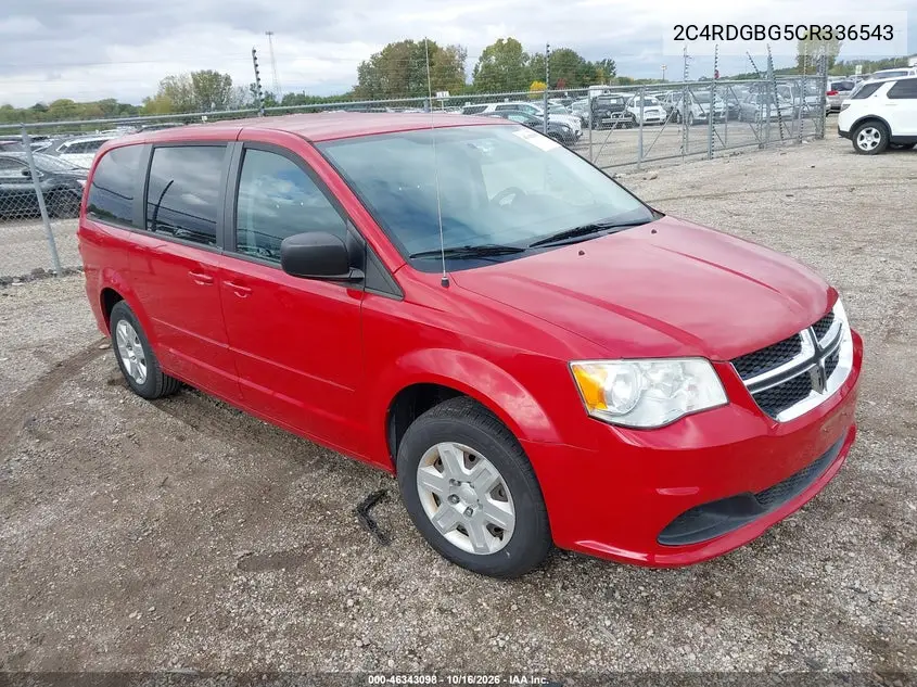 DODGE CARAVAN 2012, VIN 2C4RDGBG5CR336543