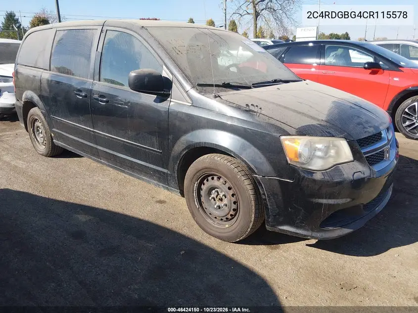 DODGE CARAVAN 2012, VIN 2C4RDGBG4CR115578