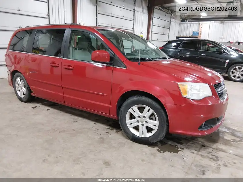 DODGE CARAVAN 2012, VIN 2C4RDGDG3CR202403