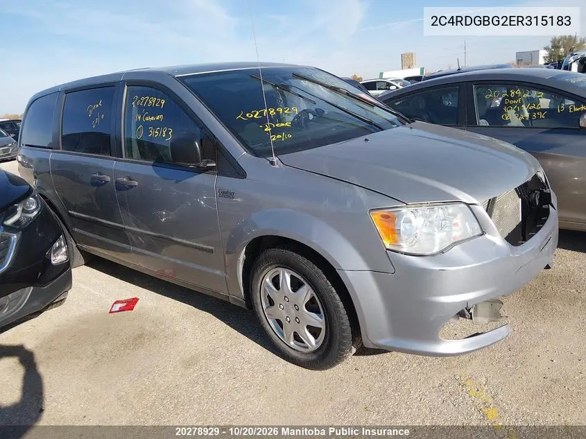 DODGE CARAVAN 2014, VIN 2C4RDGBG2ER315183