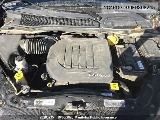 2014 DODGE CARAVAN VIN 2C4RDGDG0ER308245 — фото 10