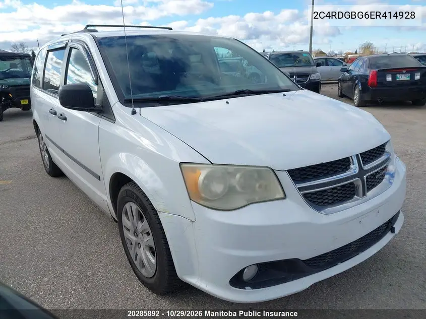 DODGE CARAVAN 2014, VIN 2C4RDGBG6ER414928