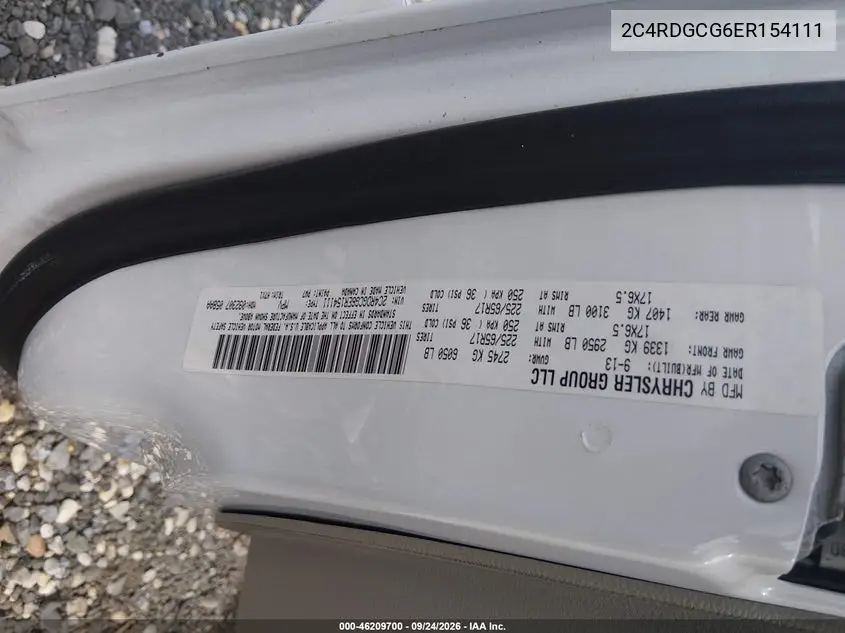 2014 DODGE CARAVAN VIN 2C4RDGCG6ER154111 — фото 9