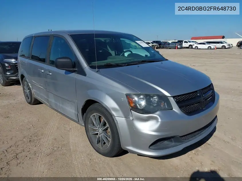 DODGE CARAVAN 2015, VIN 2C4RDGBG2FR648730