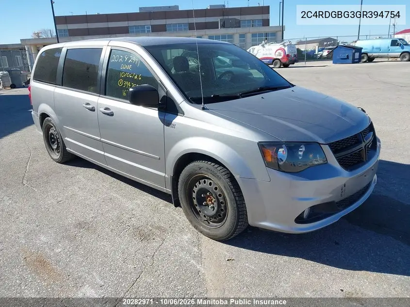 DODGE CARAVAN 2016, VIN 2C4RDGBG3GR394754