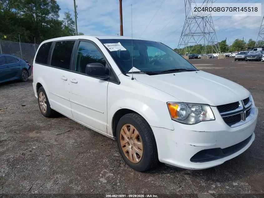 DODGE CARAVAN 2016, VIN 2C4RDGBG7GR145518