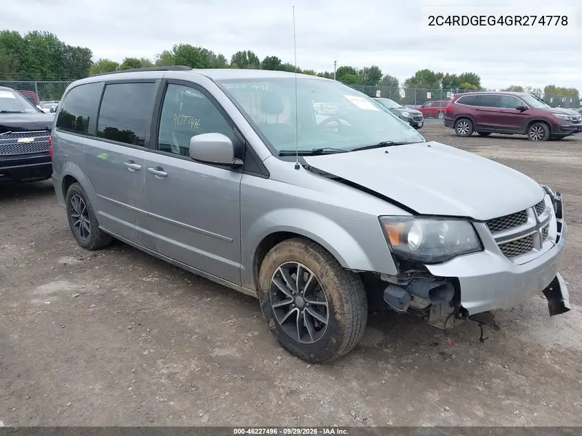 DODGE CARAVAN 2016, VIN 2C4RDGEG4GR274778