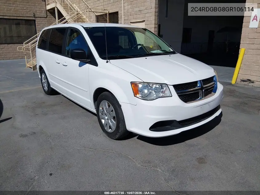 DODGE CARAVAN 2016, VIN 2C4RDGBG8GR106114