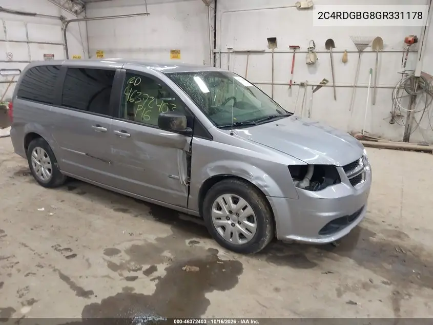 DODGE CARAVAN 2016, VIN 2C4RDGBG8GR331178