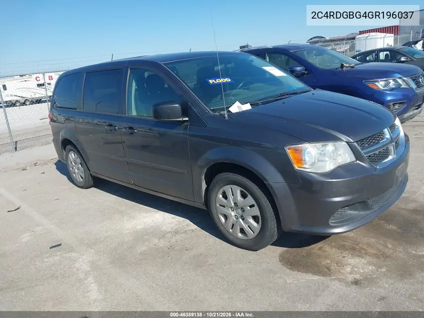DODGE CARAVAN 2016, VIN 2C4RDGBG4GR196037