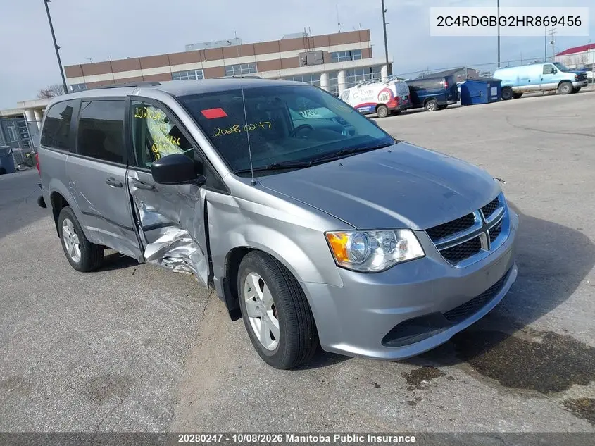 DODGE CARAVAN 2017, VIN 2C4RDGBG2HR869456