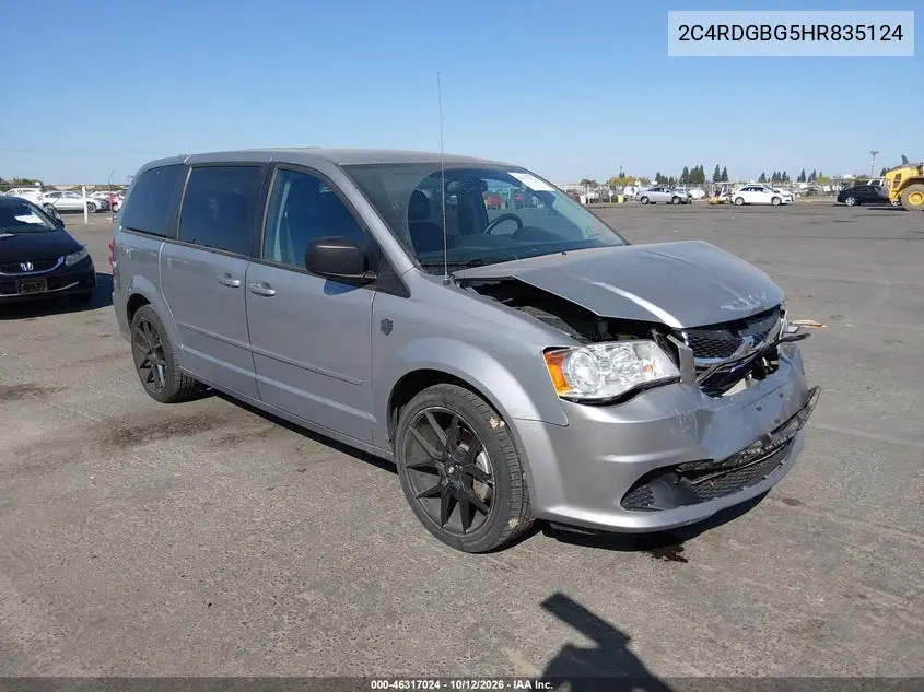 DODGE CARAVAN 2017, VIN 2C4RDGBG5HR835124