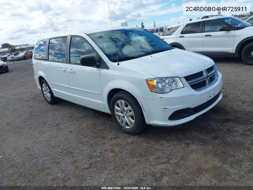 DODGE CARAVAN 2017, VIN 2C4RDGBG4HR725911