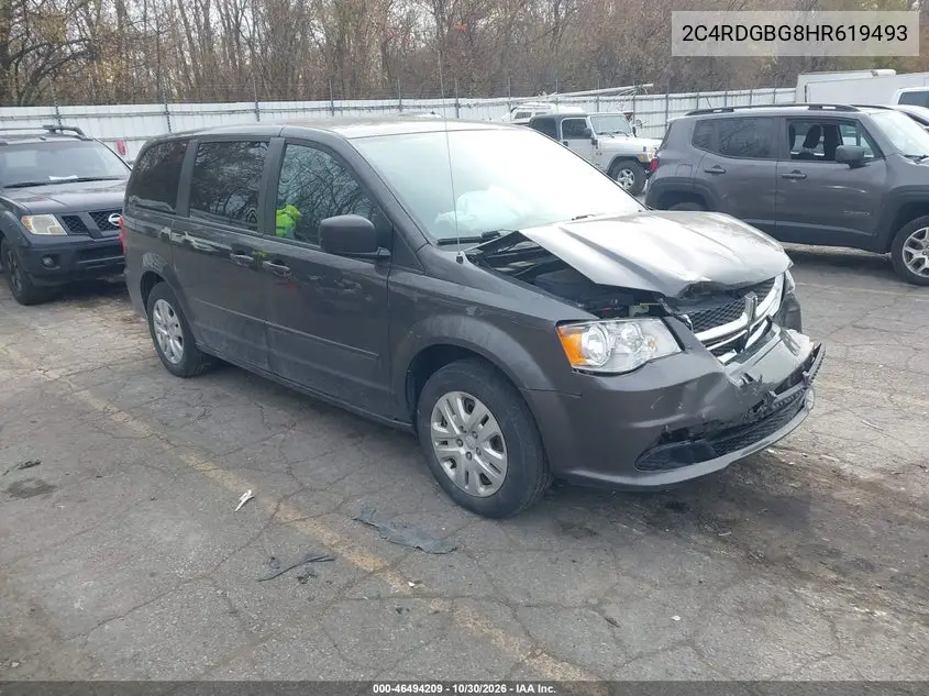 DODGE CARAVAN 2017, VIN 2C4RDGBG8HR619493