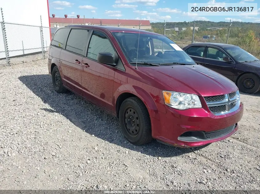 DODGE CARAVAN 2018, VIN 2C4RDGBG6JR136817