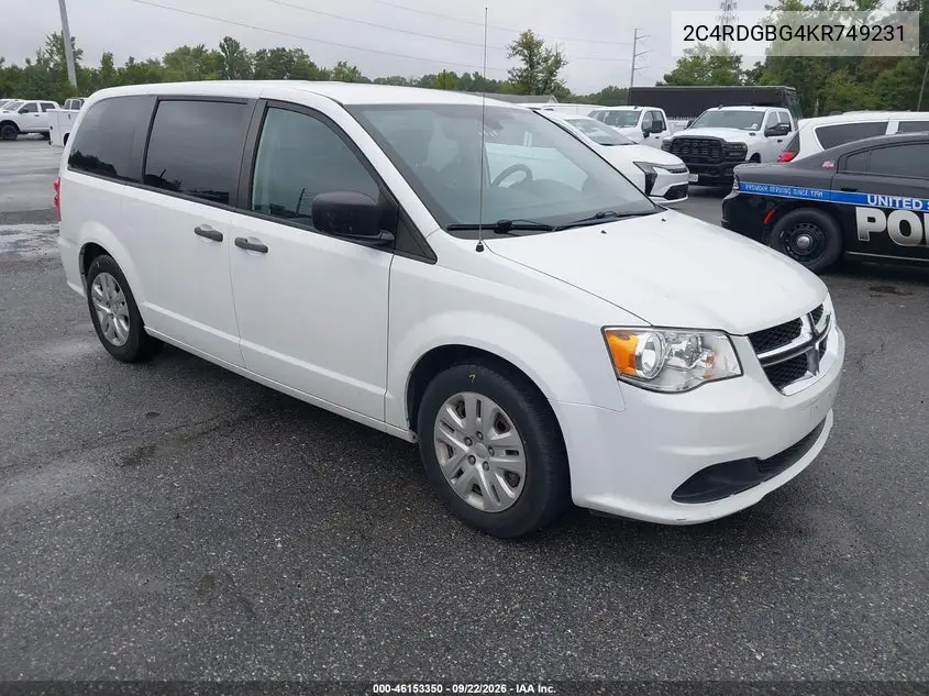 DODGE CARAVAN 2019, VIN 2C4RDGBG4KR749231