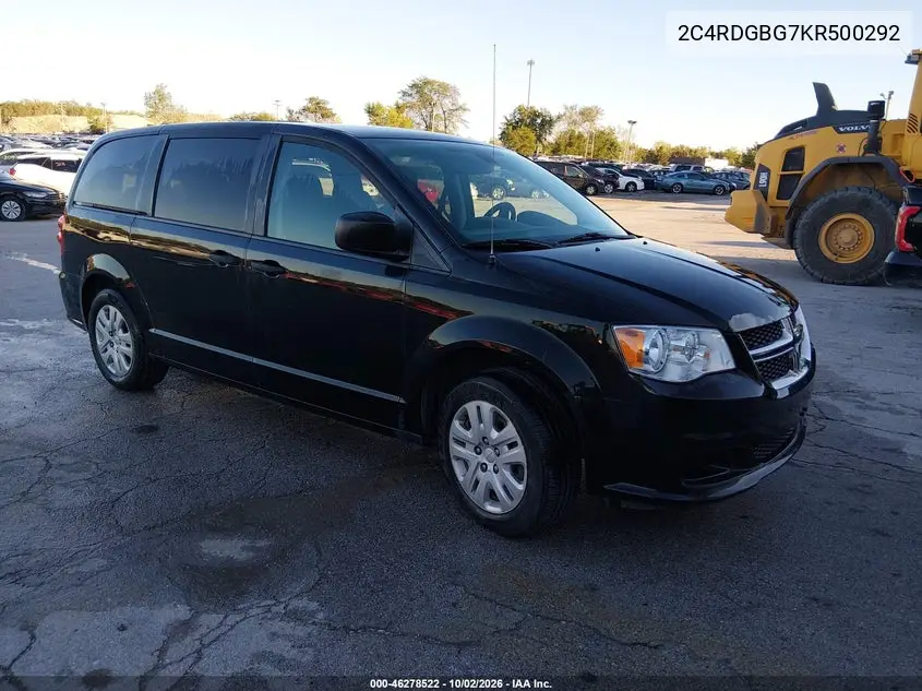 DODGE CARAVAN 2019, VIN 2C4RDGBG7KR500292