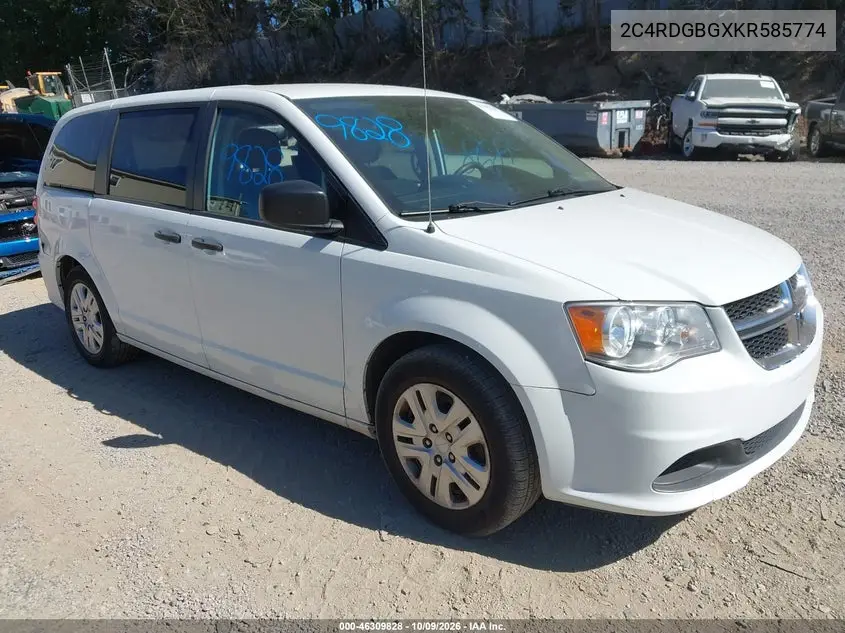 DODGE CARAVAN 2019, VIN 2C4RDGBGXKR585774