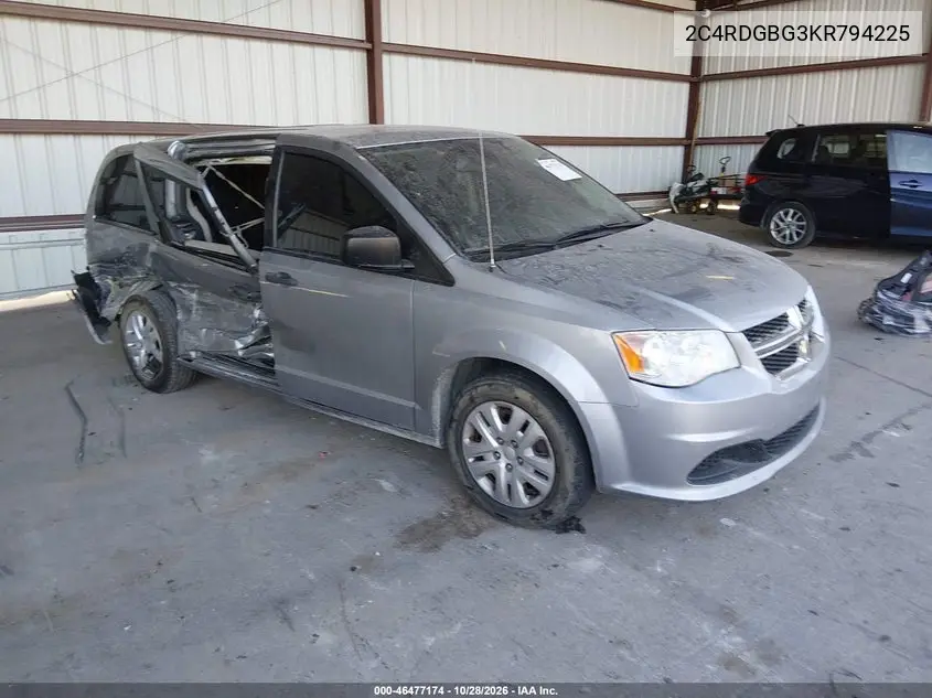 DODGE CARAVAN 2019, VIN 2C4RDGBG3KR794225