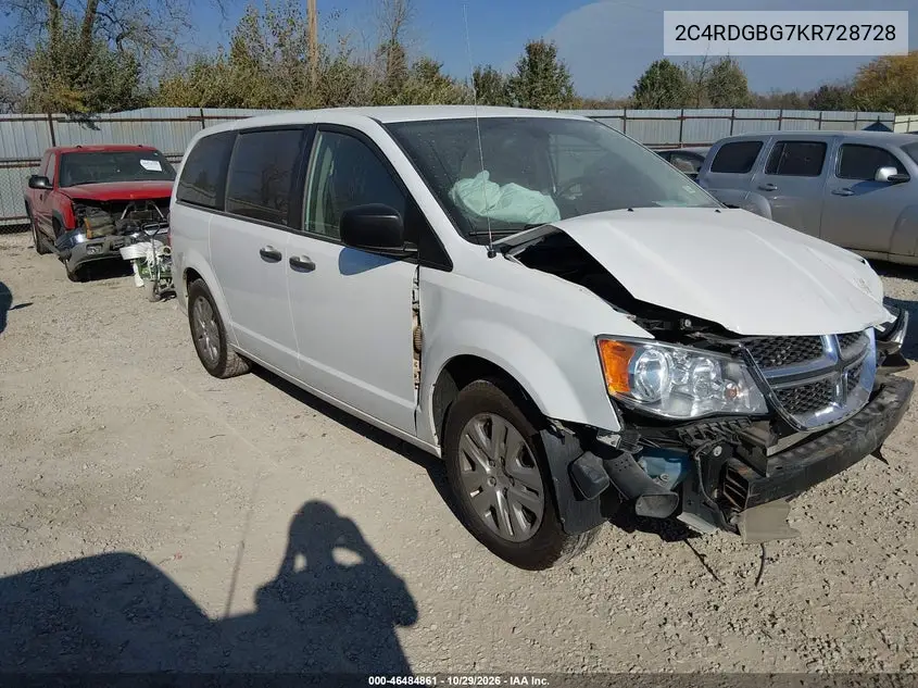 DODGE CARAVAN 2019, VIN 2C4RDGBG7KR728728